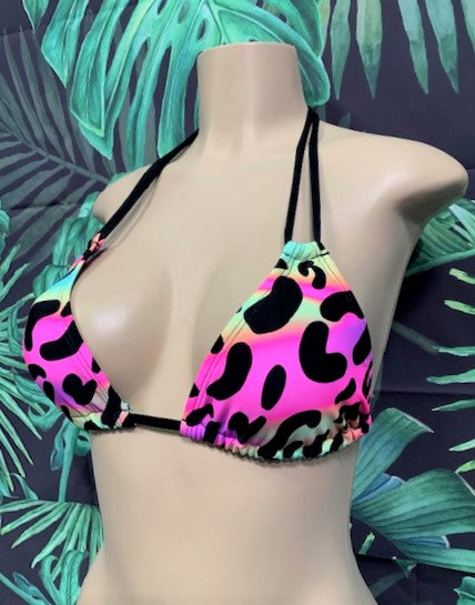Layla Triangle Top Rainbow Leopard