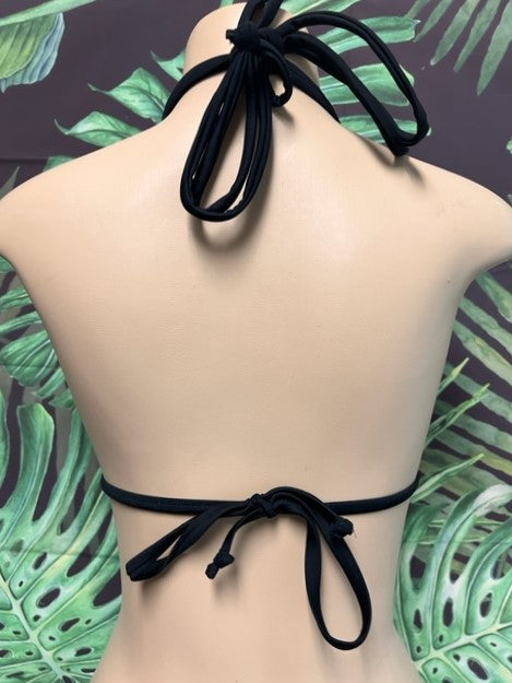 Layla Crystal Scatter Bikini Top Black with Clear AB crystals