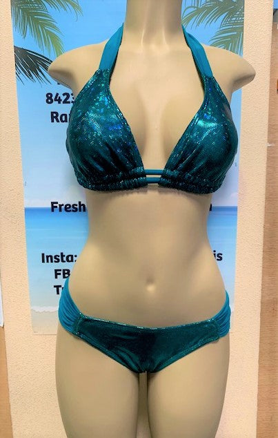 Paradise Bikini Bottoms Teal Hologram