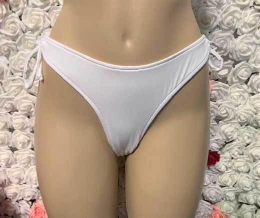 Thong Bottoms with Tie Sides Solid Matte White