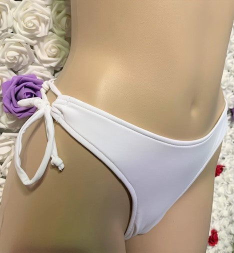 Thong Bottoms with Tie Sides Solid Bridal White