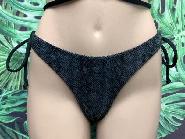 Thong Bottoms with Tie Sides Black Grey Anaconda