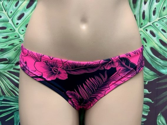 Tonga Bikini Bottoms Pink Black Hibiscus