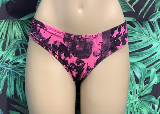 Tonga Bikini Bottoms Pink and Black Stars