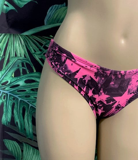 Tonga Bikini Bottoms Pink and Black Stars