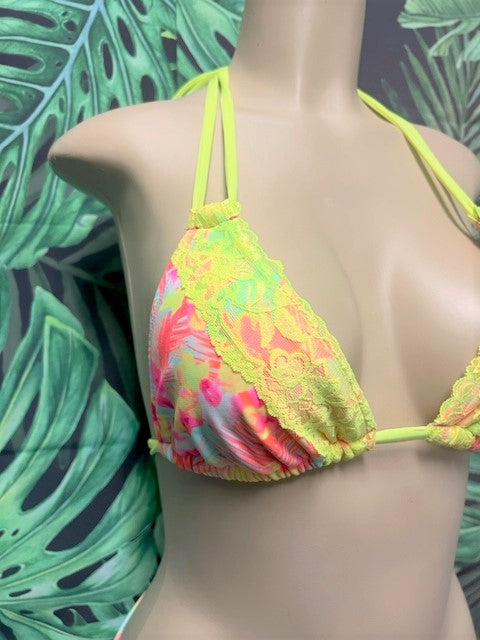 Layla Triangle Top Tropical Neon – Fresh Peaches Bikinis