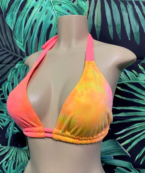 Lola Double String Bikini Top Tequila Sunrise Tie Dye
