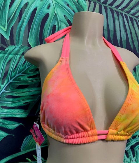 Lola Double String Bikini Top Tequila Sunrise Tie Dye