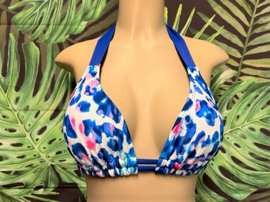 Lola Double String Bikini Top Watercolor Leopard