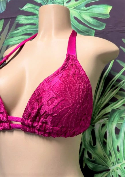 Lola Double String Bikini Top Berry Baby Lace