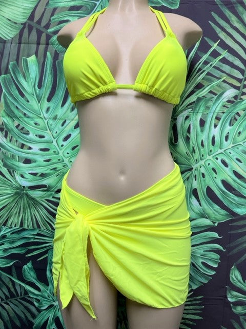 Cabo Tie Side Bottoms Neon Yellow