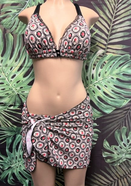 Wrap Skirt Cover Up Sarong Vintage Roses