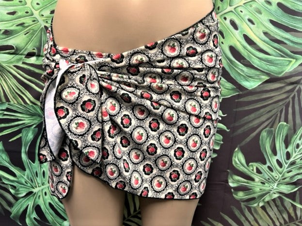 Wrap Skirt Cover Up Sarong Vintage Roses