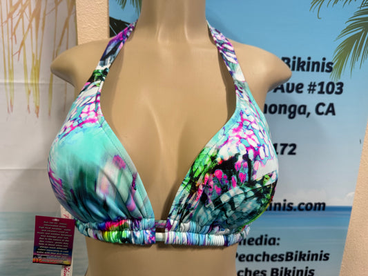 Lola Double String Bikini Top Aqua Acid