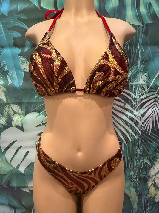 Thong Bottoms Burgundy Gold Swirl