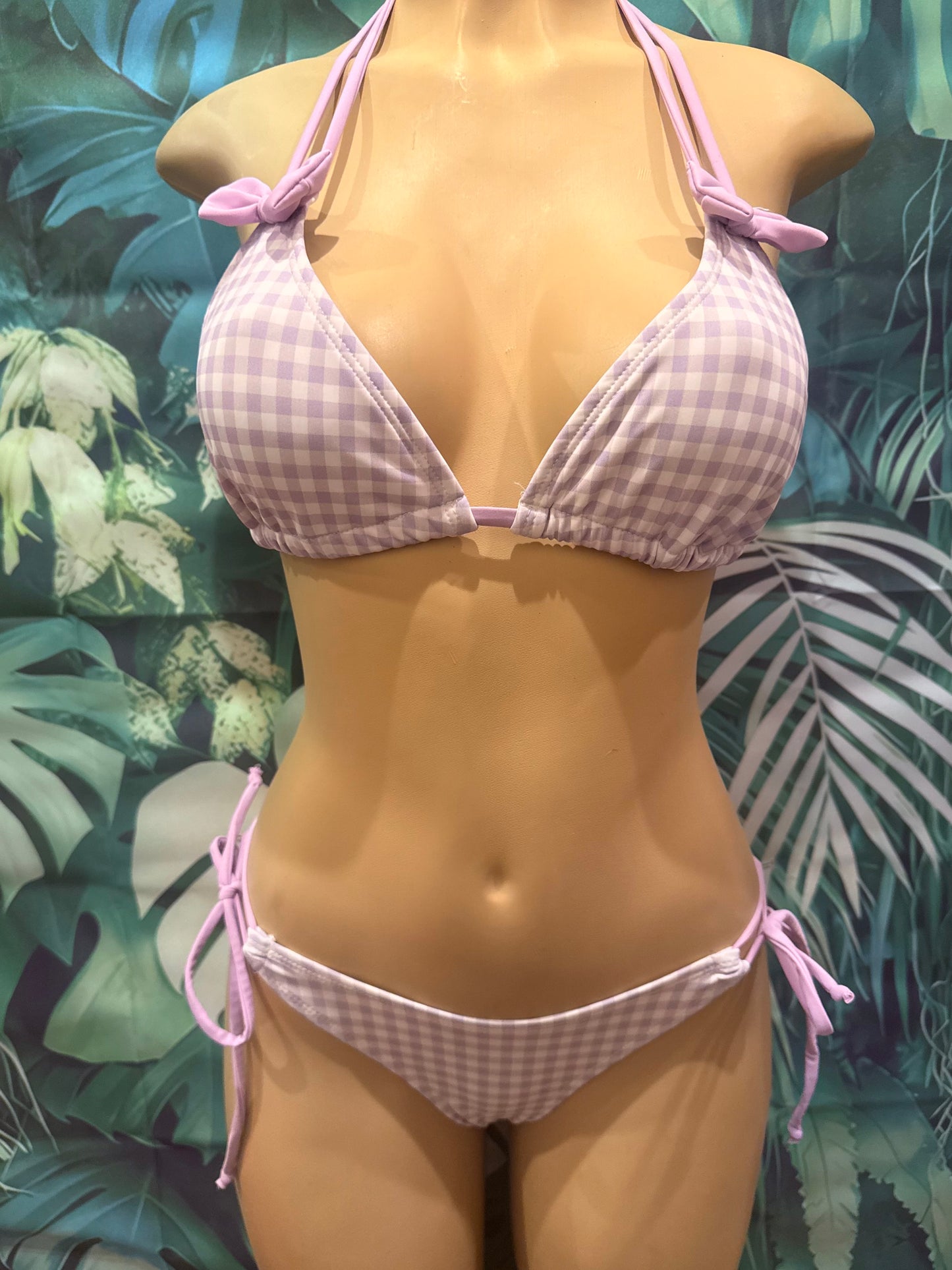 Layla Triangle Top Purple Cowgirl Gingham with Bows