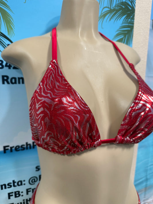 Lyla Triangle Top Red Silver Zebra