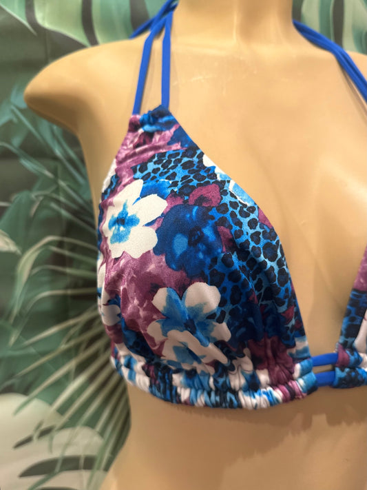 Lolita Double String Top Purple Blue Hibiscus