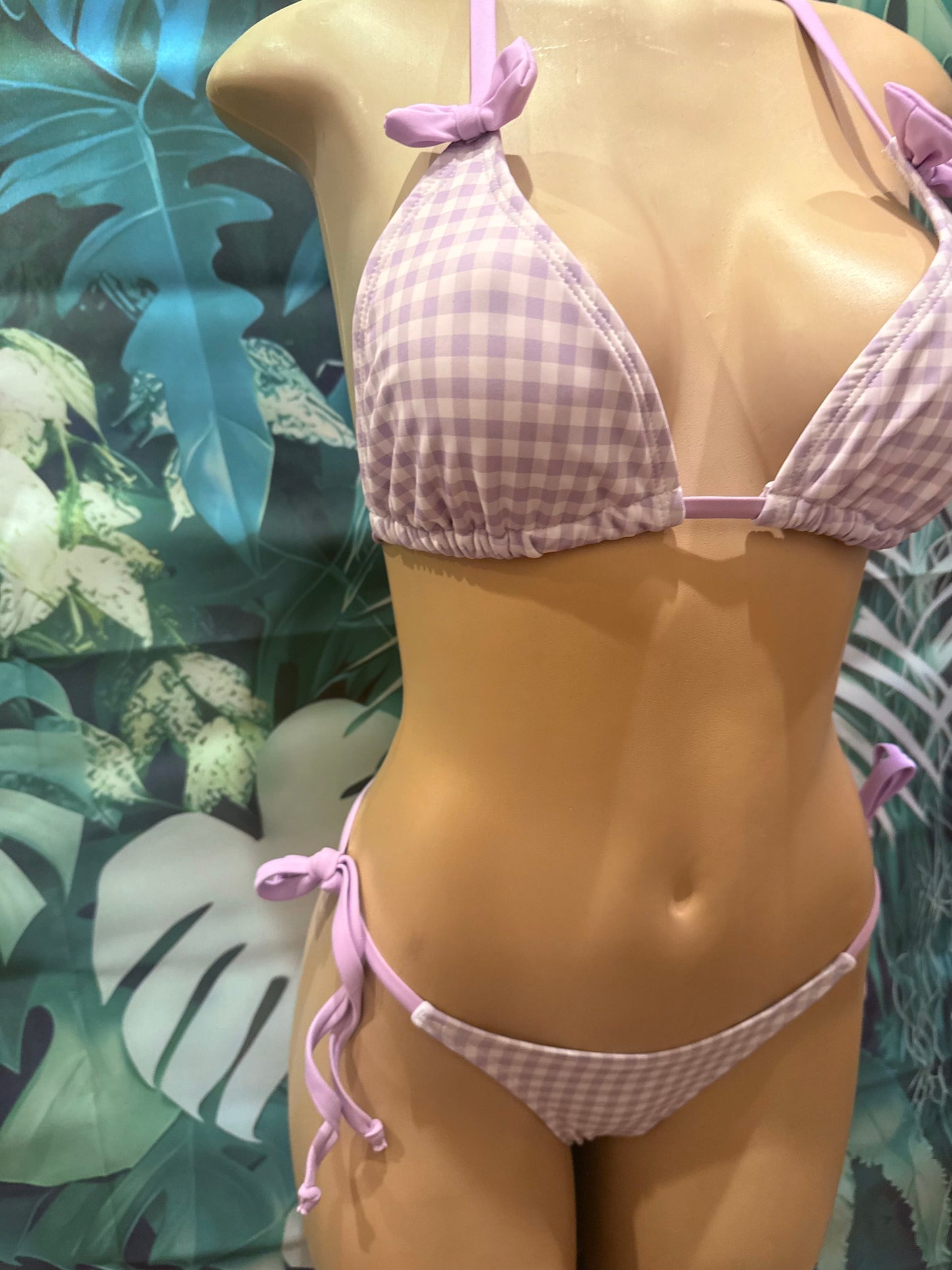 Lyla Triangle Top Purple Cowgirl Gingham with Bows
