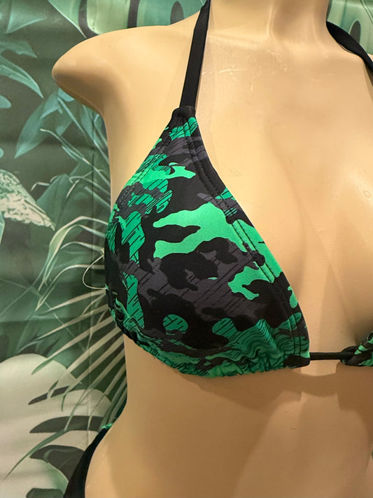 Lyla Triangle Top Black Green Camouflage