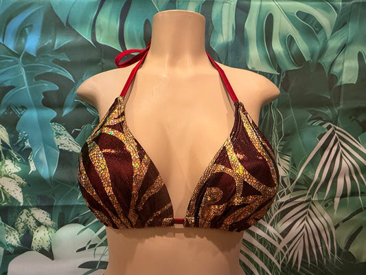 Lyla Triangle Top Gold Burgundy Swirl