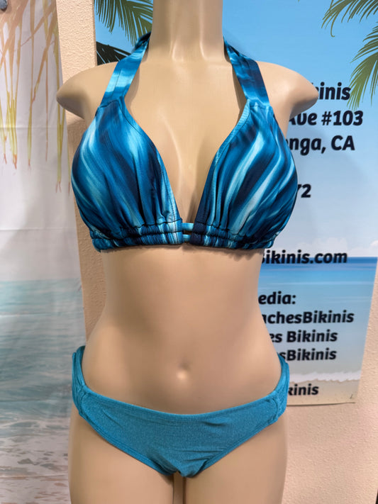 Lola Double String Bikini Top Blue Nova
