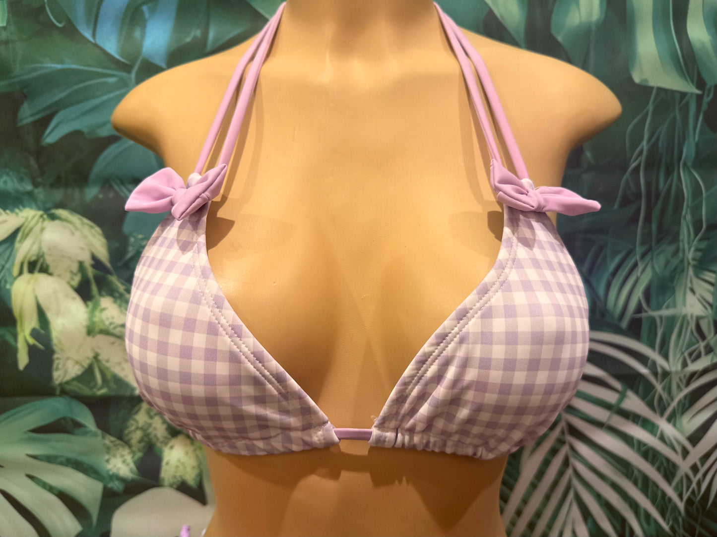 Layla Triangle Top Purple Cowgirl Gingham with Bows