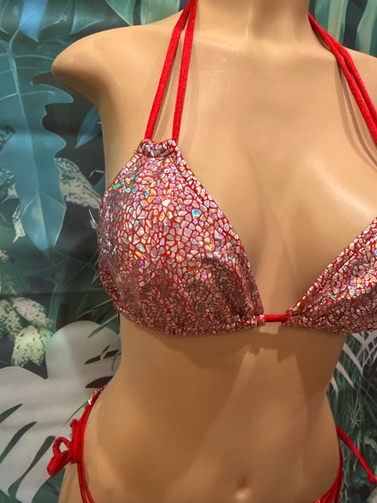 Layla Triangle Top Red Silver Stained Glass
