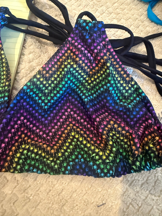 SALE Layla Triangle Top Rainbow Palms Chevron