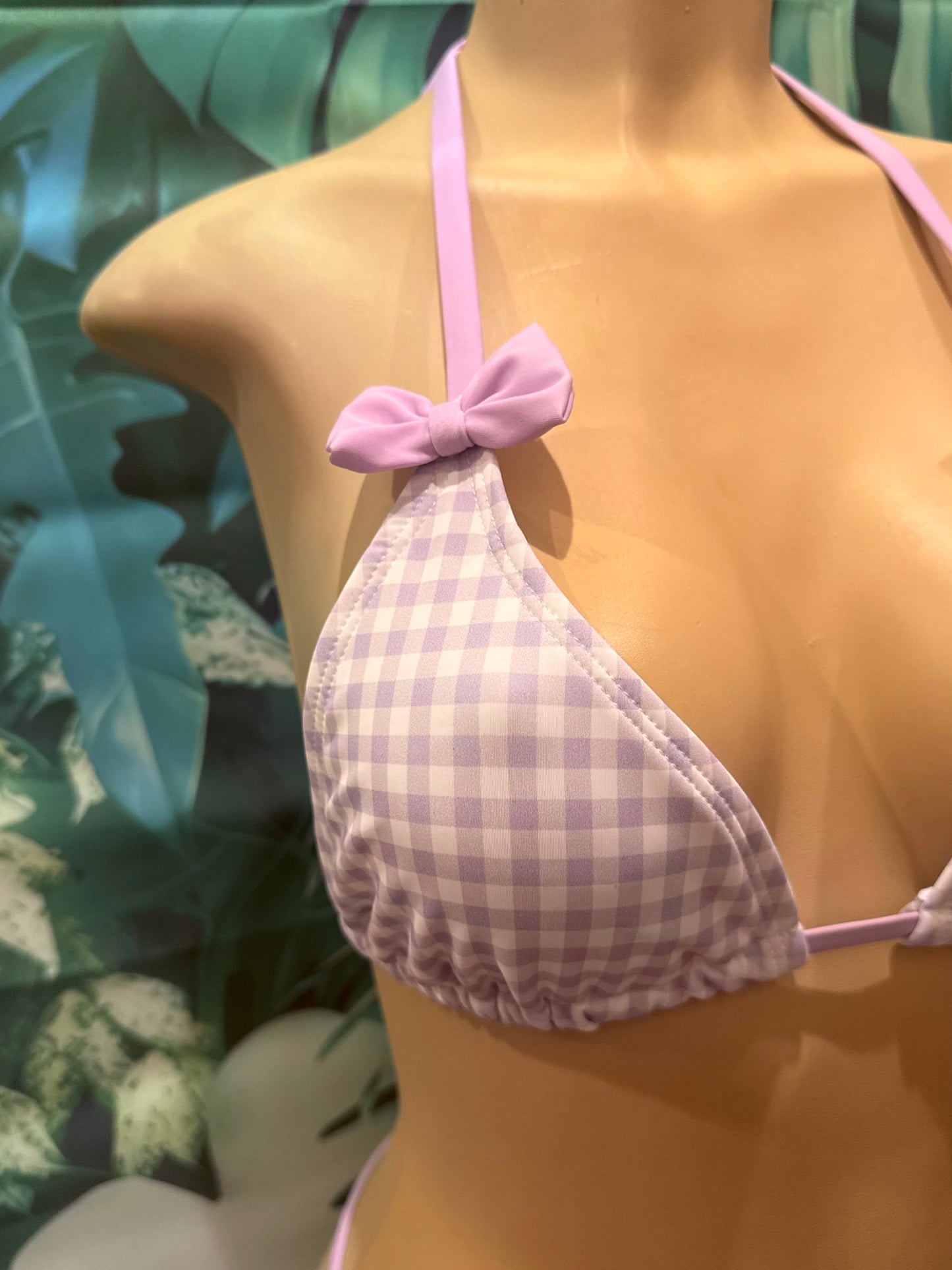 Lyla Triangle Top Purple Cowgirl Gingham with Bows