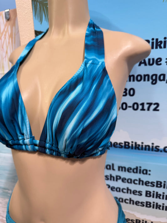 Lola Double String Bikini Top Blue Nova