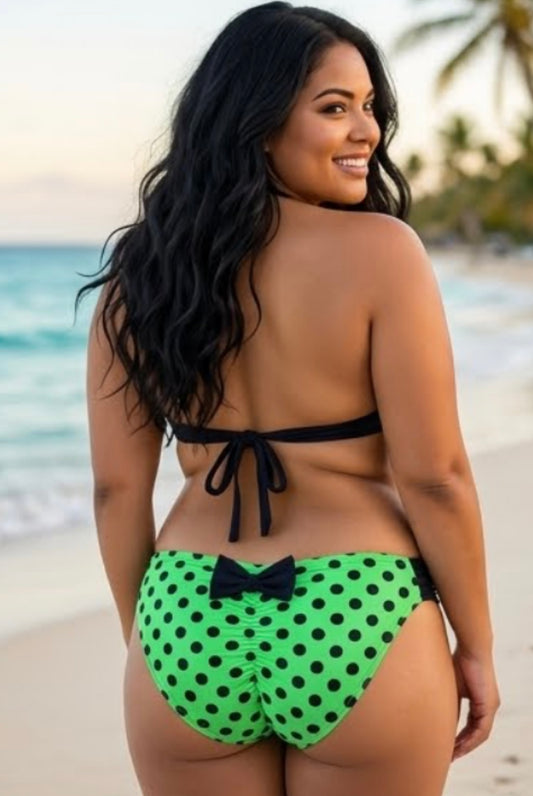 Paradise High Bottoms Neon Green and Black Polka Dots
