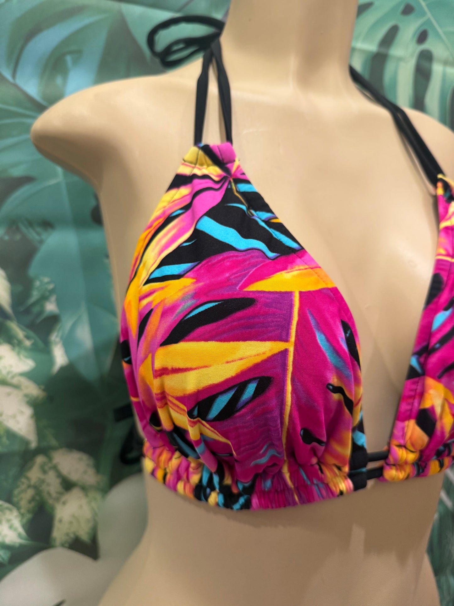 Lolita Double String Top Magenta Black Leafy