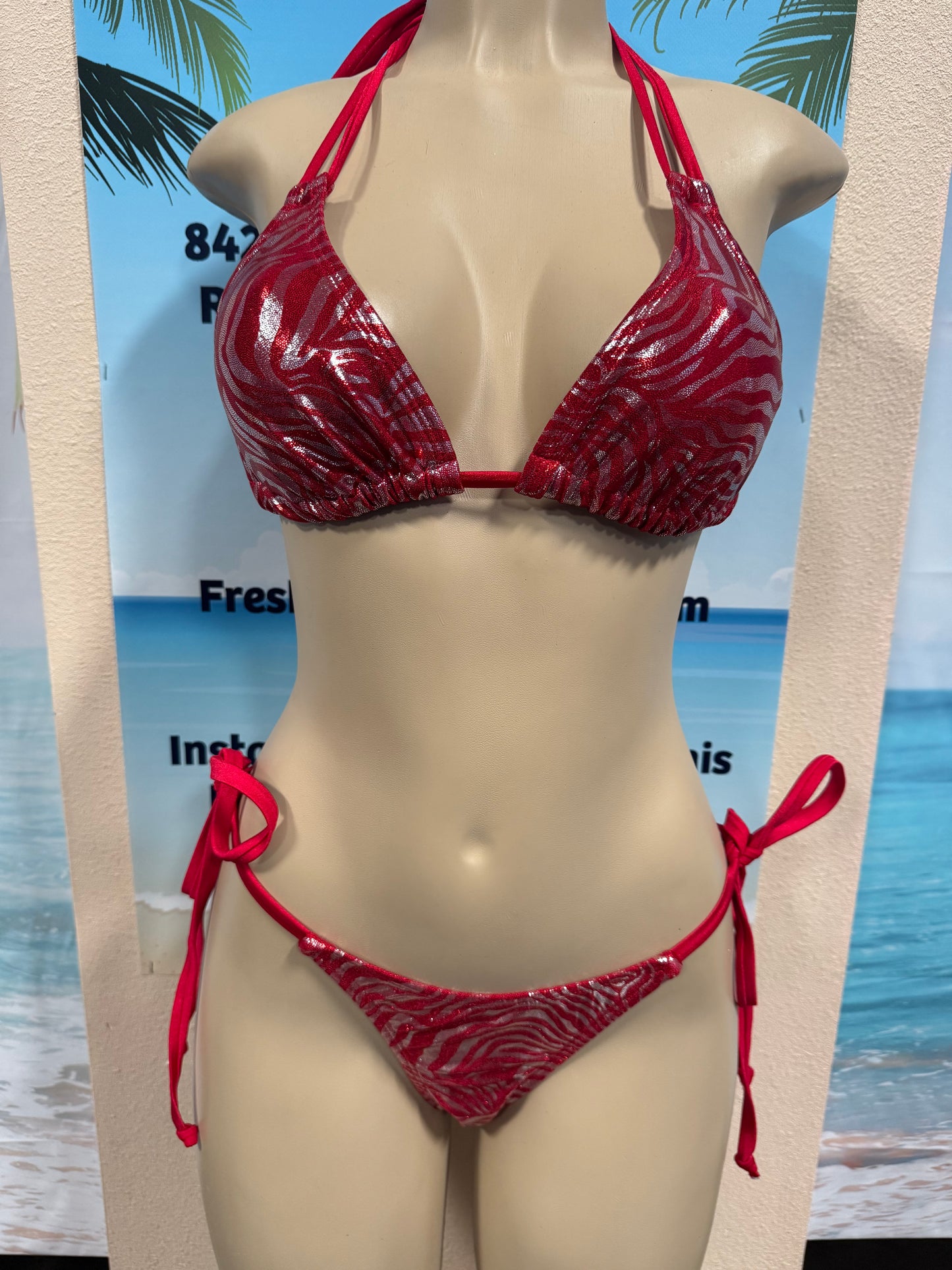 Islander Rio Tie Side Bottoms in Red Zebra