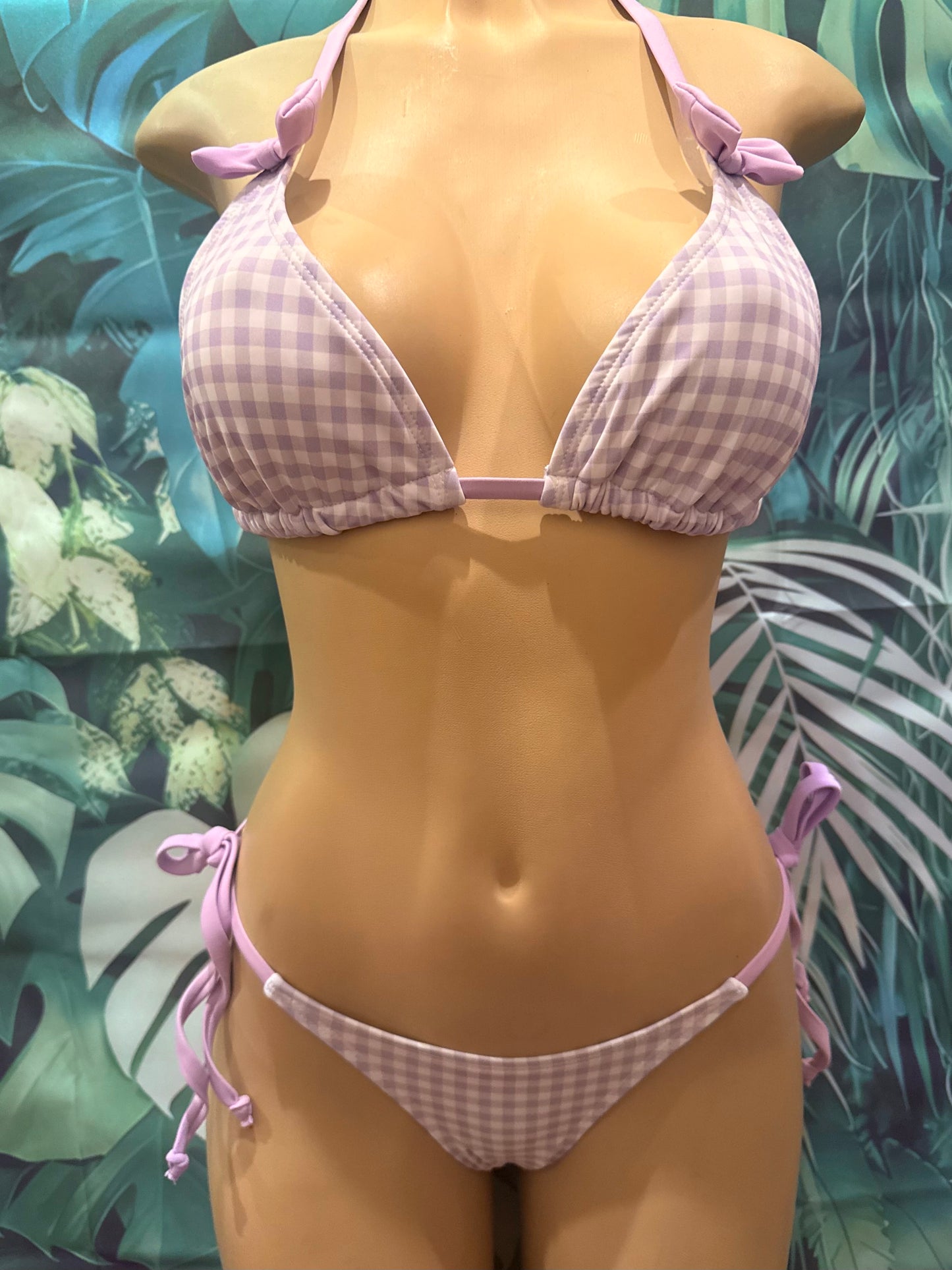 Lyla Triangle Top Purple Cowgirl Gingham with Bows