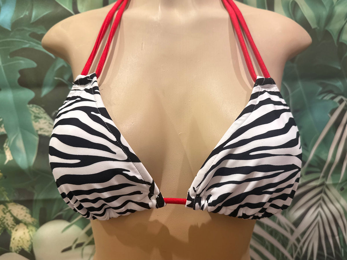 SALE Layla Triangle Top Black White Zebra Red Ties