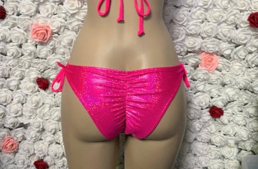 Cabo Tie Side Bottoms Barbie Pink Metallic