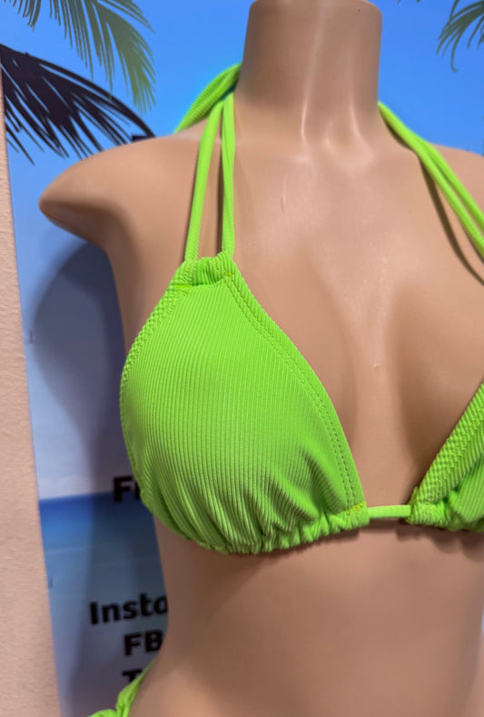 Layla Triangle Top Neon Green Ribbed