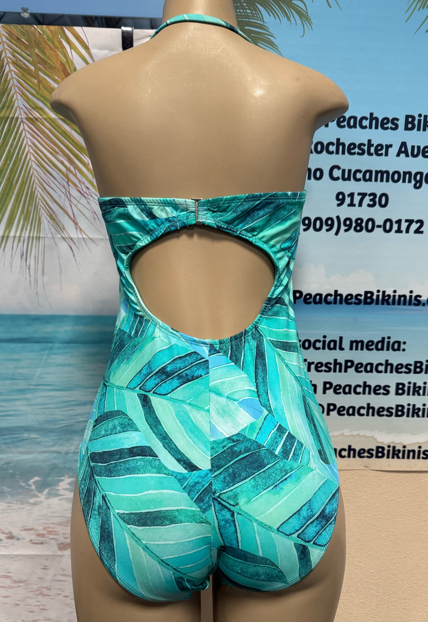 Lesley Strapless One Piece Blue Green Stained Glass