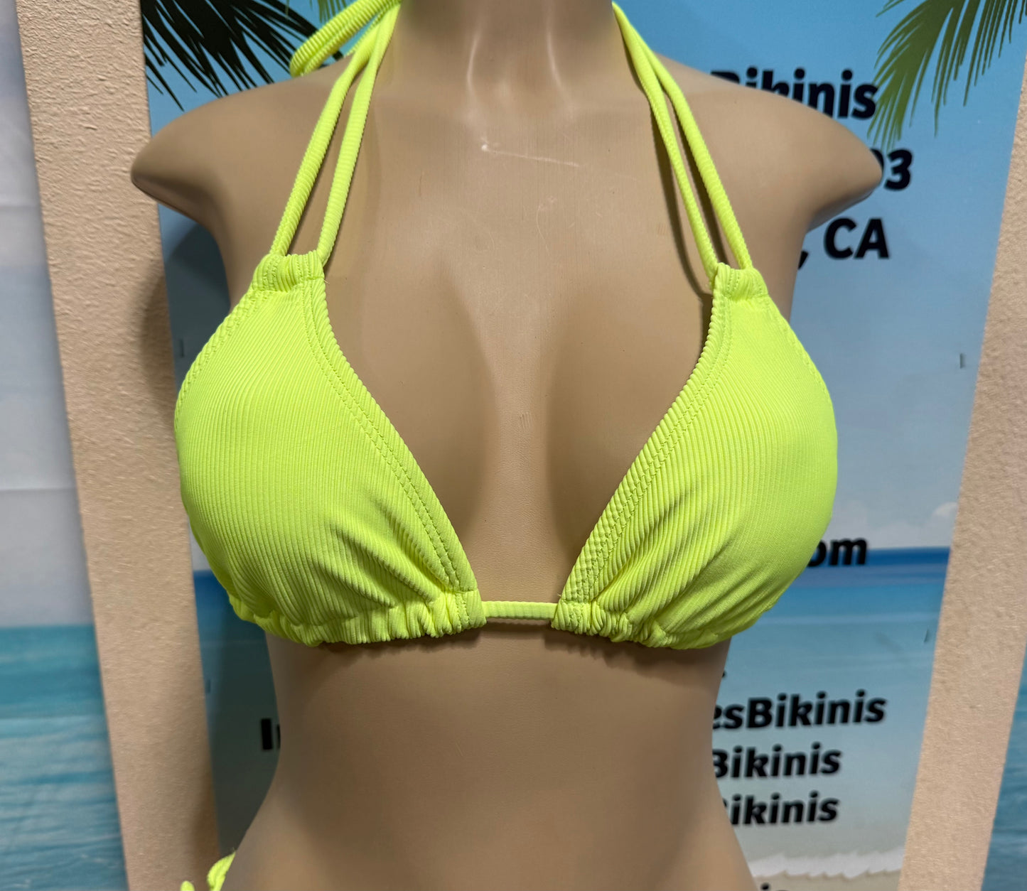 Layla Triangle Top Neon Yellow Ribbed