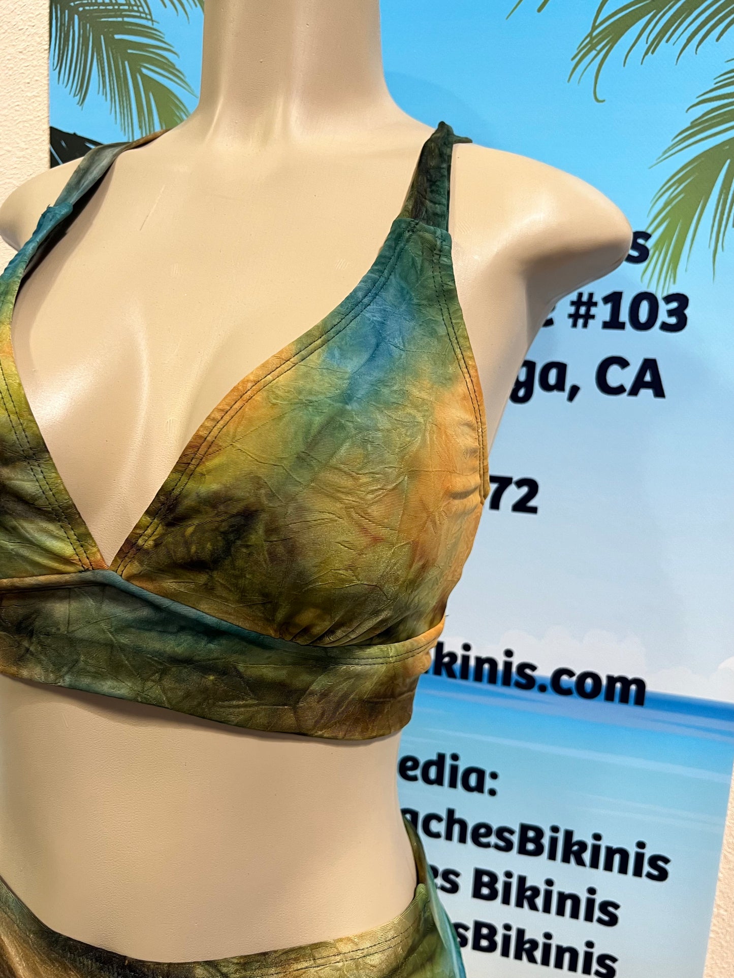 Diva Halter Bikini Top Rootbeer Teal Ombre