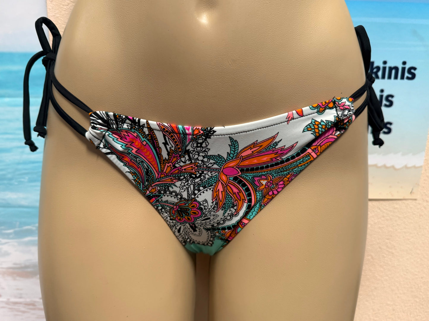 Cabo Tie Side Bottoms Peachy Mint Paisley
