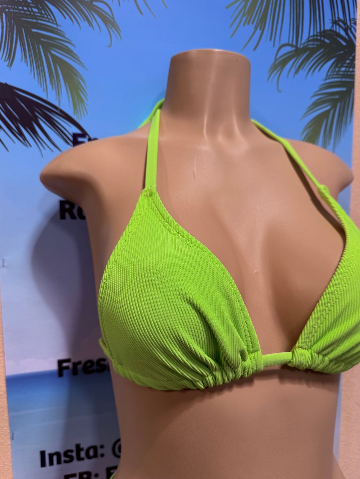 Lyla Triangle Top Neon Green Ribbed