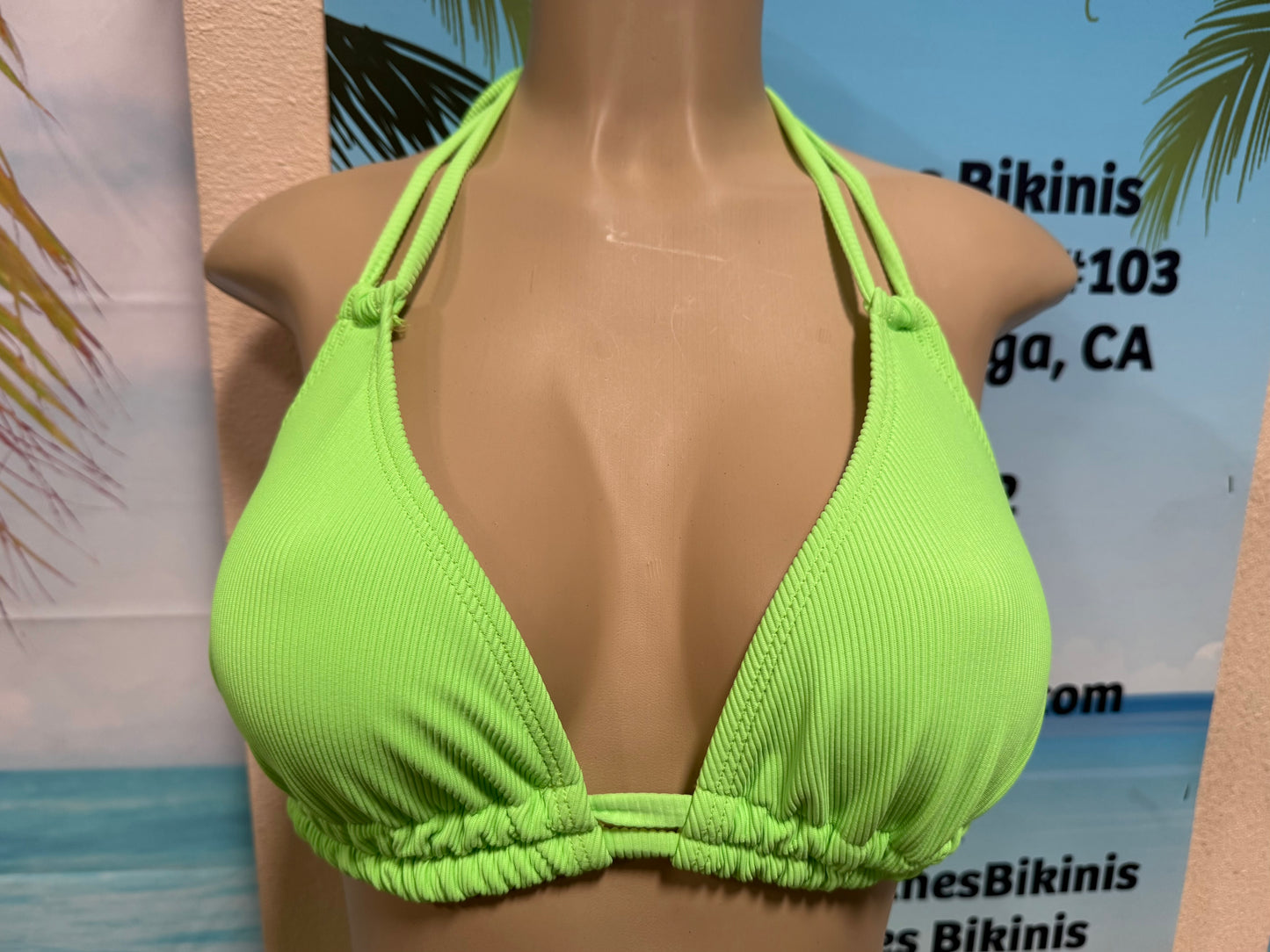 Lolita Double String Top Neon Green Ribbed