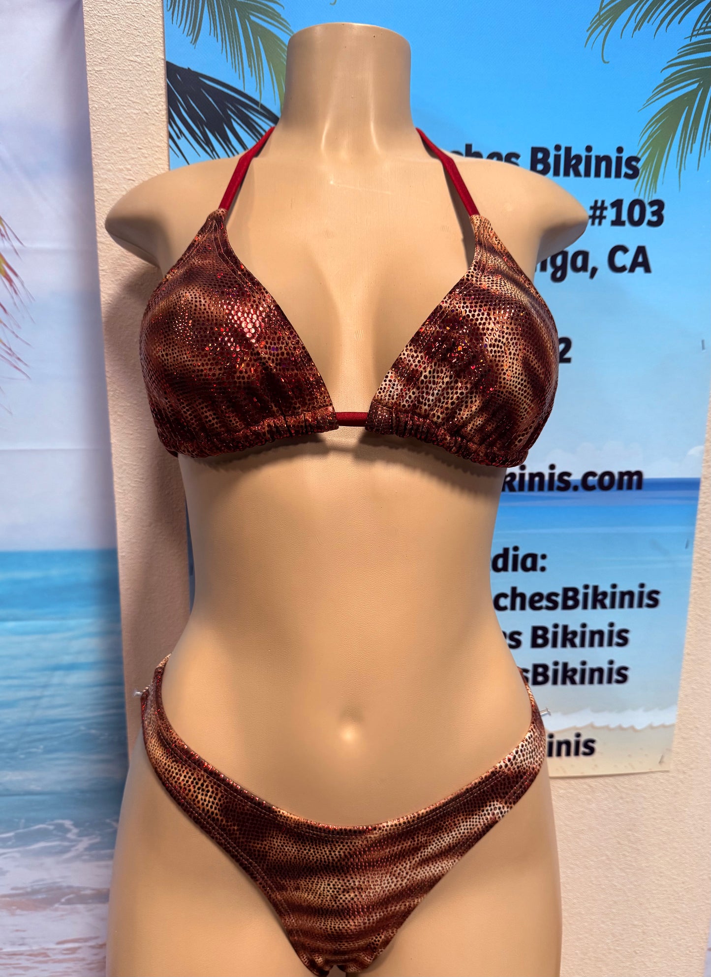 Thong Bottoms Burgundy Tiger