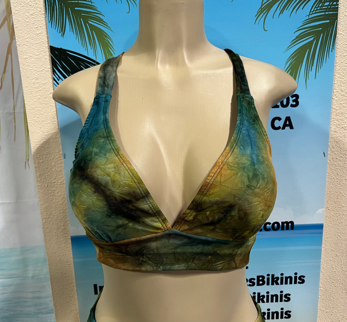 Diva Halter Bikini Top Rootbeer Teal Ombre