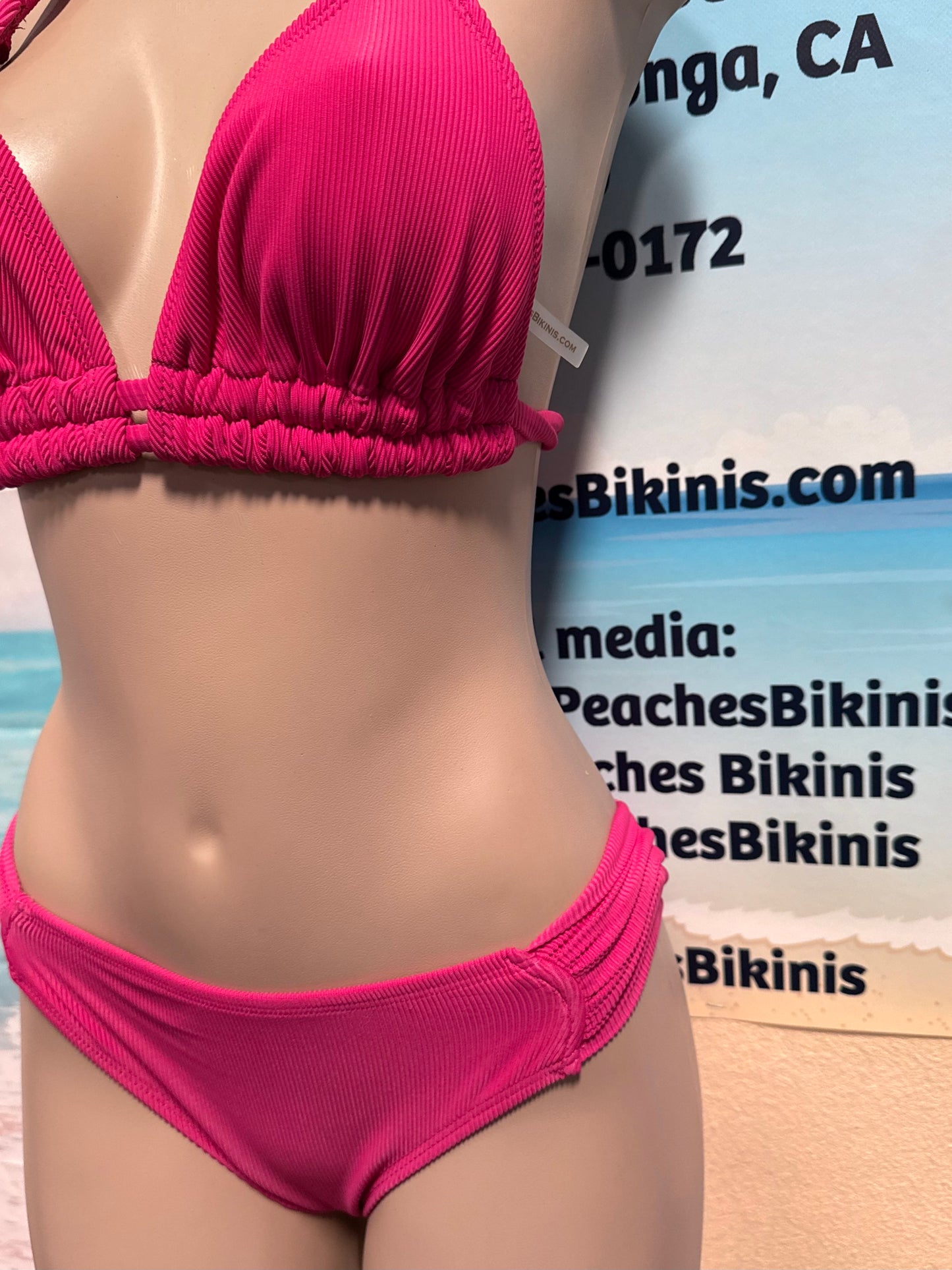 Lola Double String Bikini Top Cherry Blossom Pink Ribbed