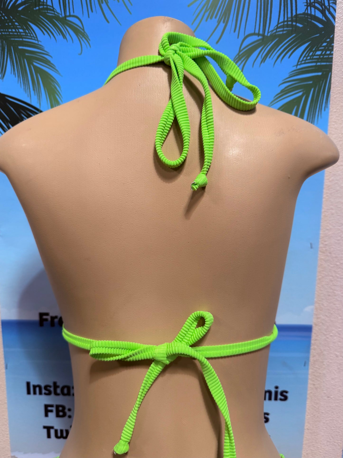 Lyla Triangle Top Neon Green Ribbed