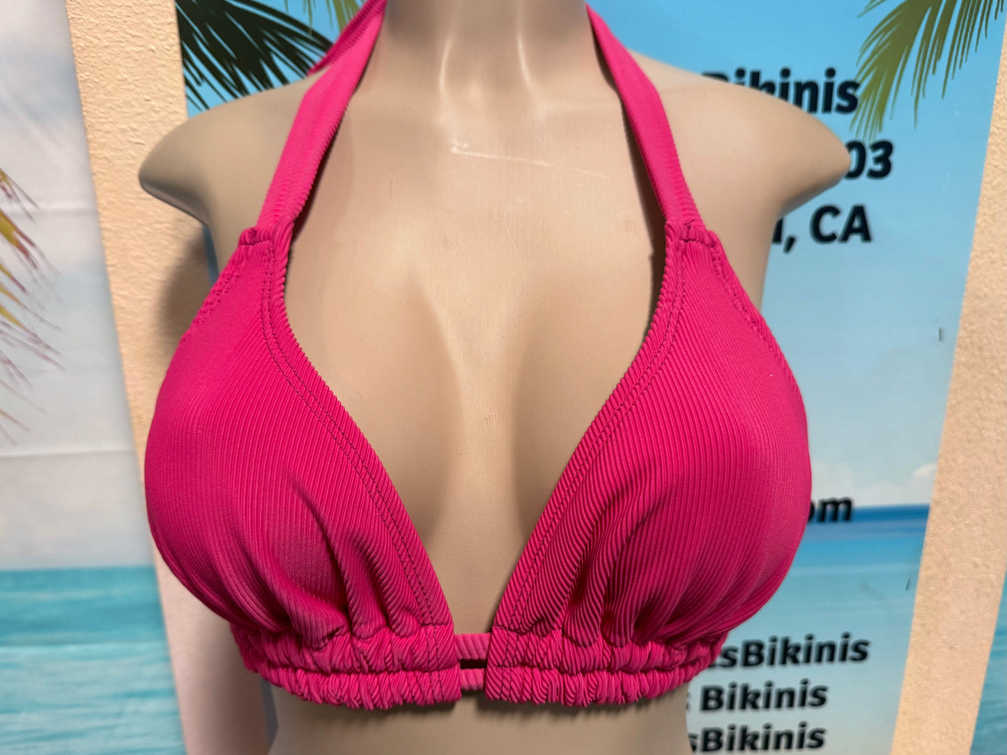 Lola Double String Bikini Top Cherry Blossom Pink Ribbed
