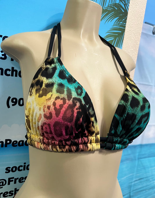 Lolita Double String Bikini Top Ombre Cheetah